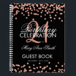 Roos Gold Confetti Black 21st Birthday Guestbook Notitieboek<br><div class="desc">Een elegante 21e Birthday Party Guest Book-sjabloon met Roos Gold Glitter Confetti op zwart ontwerp en eenvoudig aan te passen tekst.</div>