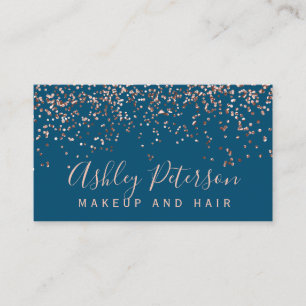 Roos gold confetti blue chic typografie visitekaartje