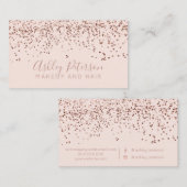 Roos gold confetti blush hair make-up typografie visitekaartje (Voorkant / Achterkant)