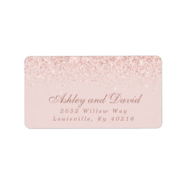 Roos Gold Confetti Blush Pink Modern Adres Etiket