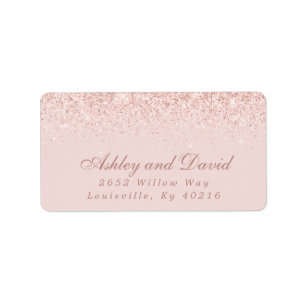 Roos Gold Confetti Blush Pink Modern Adres Etiket
