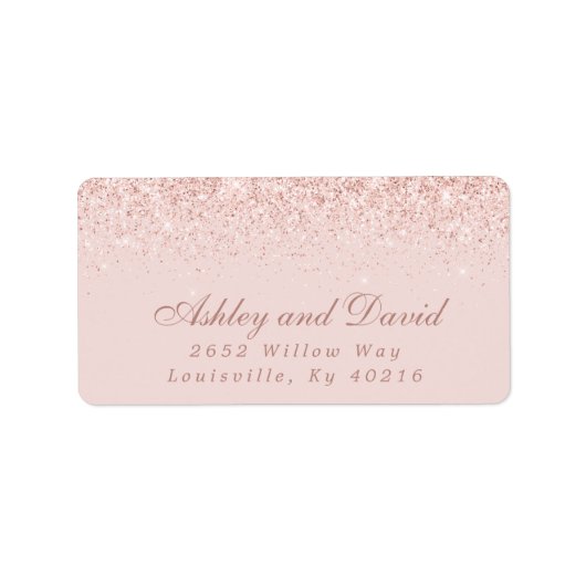 Roos Gold Confetti Blush Pink Modern Adres Etiket (Voorkant)