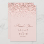 Roos Gold Confetti Blush Pink Modern Wedding Bedankkaart (Voorkant / Achterkant)
