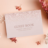 Roos Gold Confetti Blush Pink Modern Wedding Gastenboek