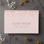 Roos Gold Confetti Blush Pink Modern Wedding Gastenboek