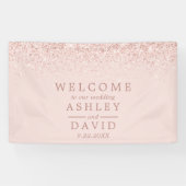 Roos Gold Confetti Blush Pink Weddenschap Welkom Spandoek (Horizontaal)