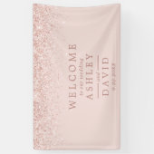 Roos Gold Confetti Blush Pink Weddenschap Welkom Spandoek (Verticaal)