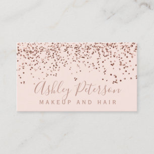Roos gold confetti blush roze chic typografie visitekaartje