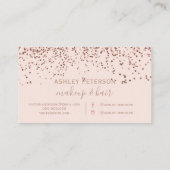 Roos gold confetti blush roze chic typografie visitekaartje (Achterkant)