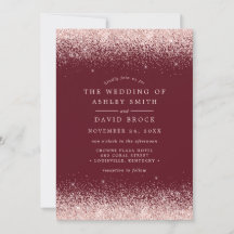 Roos Gold Confetti Bourgondië Huwelijksuitnodiging