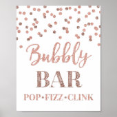 Roos Gold Confetti Bubble Bar Sign. Poster (Voorkant)