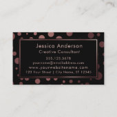 Roos Gold Confetti Bubbles Patroon boven zwart Visitekaartje (Achterkant)