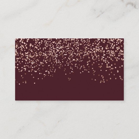 Roos gold confetti burgundy chic bruiloft register informatiekaartje (Achterkant)
