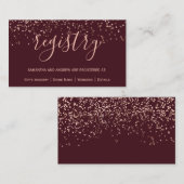 Roos gold confetti burgundy chic bruiloft register informatiekaartje (Voorkant / Achterkant)