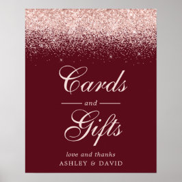 Roos Gold Confetti Burgundy Chic-Kaarten en cadeau Poster