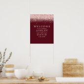 Roos Gold Confetti Burgundy Chic Weddenschap Welko Poster (Keuken)
