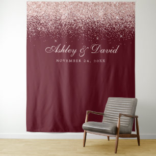 Roos Gold Confetti Burgundy Foto Booth-achtergrond Wandkleed