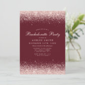 Roos Gold Confetti Burgundy Modern Bachelorette Kaart (Staand voorkant)