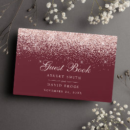 Roos Gold Confetti Burgundy Modern Chic Wedding Gastenboek