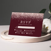 Roos Gold Confetti Burgundy Modern Wedding RSVP