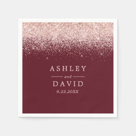 Roos Gold Confetti Burgundy Modern Wedding Servet