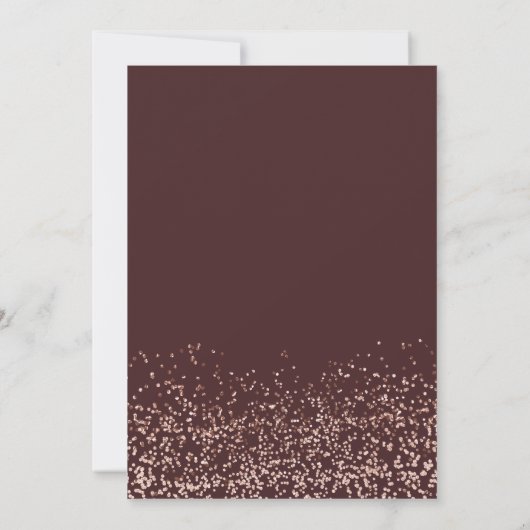 Roos gold confetti burgundy script koppelt douche kaart (Achterkant)