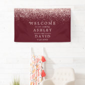 Roos Gold Confetti Burgundy Weddenschap Welkom Spandoek (Insitu)