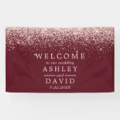 Roos Gold Confetti Burgundy Weddenschap Welkom Spandoek (Horizontaal)