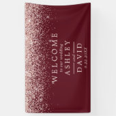 Roos Gold Confetti Burgundy Weddenschap Welkom Spandoek (Verticaal)