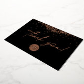 Roos Gold Confetti Business Script Bedankt Folie Feestdagenkaart (Gedraaid)