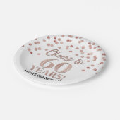 Roos Gold Confetti Cheers tot 60 jaar verjaardag Papieren Bordje (Gekanteld)