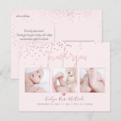 Roos Gold Confetti Chic Signature Script Dank u Briefkaart (Voorkant / Achterkant)