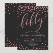 Roos Gold Confetti Elegant 50e verjaardag Vrouwen Kaart (Voorkant / Achterkant)