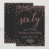 Roos Gold Confetti Elegant 60e verjaardag Vrouwen Kaart (Voorkant / Achterkant)
