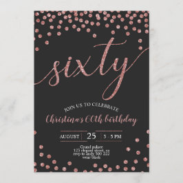 Roos Gold Confetti Elegant 60e verjaardag Vrouwen Kaart