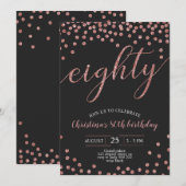 Roos Gold Confetti Elegant 80e verjaardag Vrouwen Kaart (Voorkant / Achterkant)