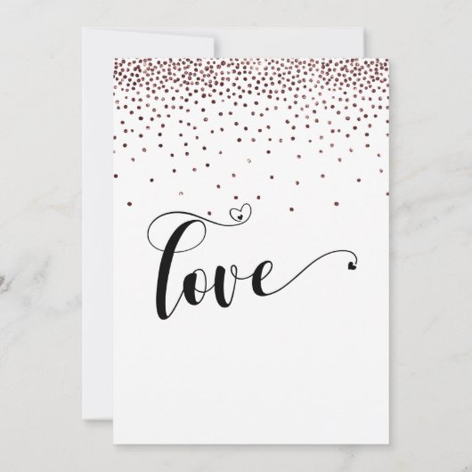 Roos Gold Confetti en kalligrafie met harten Save The Date (Achterkant)