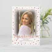 Roos Gold Confetti Foto Afstuderen Kaart (Staand voorkant)