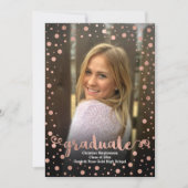 Roos Gold Confetti Foto Afstuderen Kaart (Voorkant)