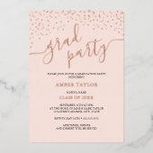 Roos Gold Confetti Foto Graduation Party Folie Uitnodiging (Voorkant)