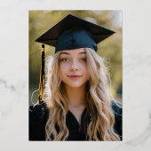 Roos Gold Confetti Foto Graduation Party Folie Uitnodiging (Achterkant)