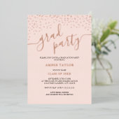 Roos Gold Confetti Foto Graduation Party Folie Uitnodiging (Staand Voorkant)