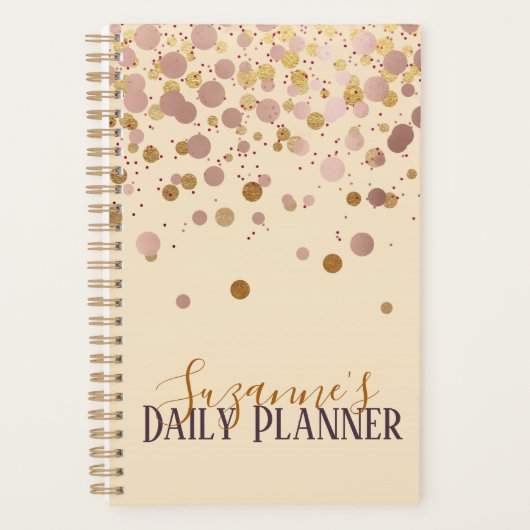 Roos Gold Confetti - Gepersonaliseerde planner (Voorkant)