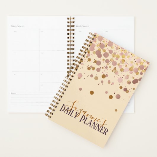 Roos Gold Confetti - Gepersonaliseerde planner (Display)