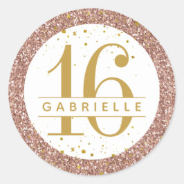 Roos Gold Confetti Glitter Birthday Favor Label
