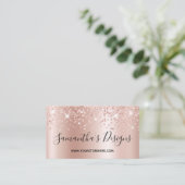 Roos Gold Confetti Glitter Ombre Online Store Visitekaartje (Staand voorkant)