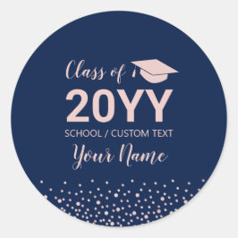 Roos Gold Confetti Graduation Party Favoriet Ronde Sticker