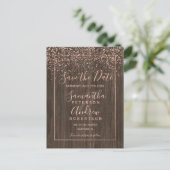 Roos Gold confetti herfst houtscript Save the date Aankondigingskaart (Staand voorkant)