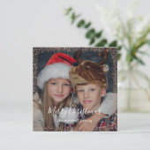 Roos Gold Confetti | kerstfoto Merry Feestdagenkaart (Staand voorkant)