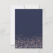 Roos Gold confetti marine blauw script border RSVP (Achterkant)